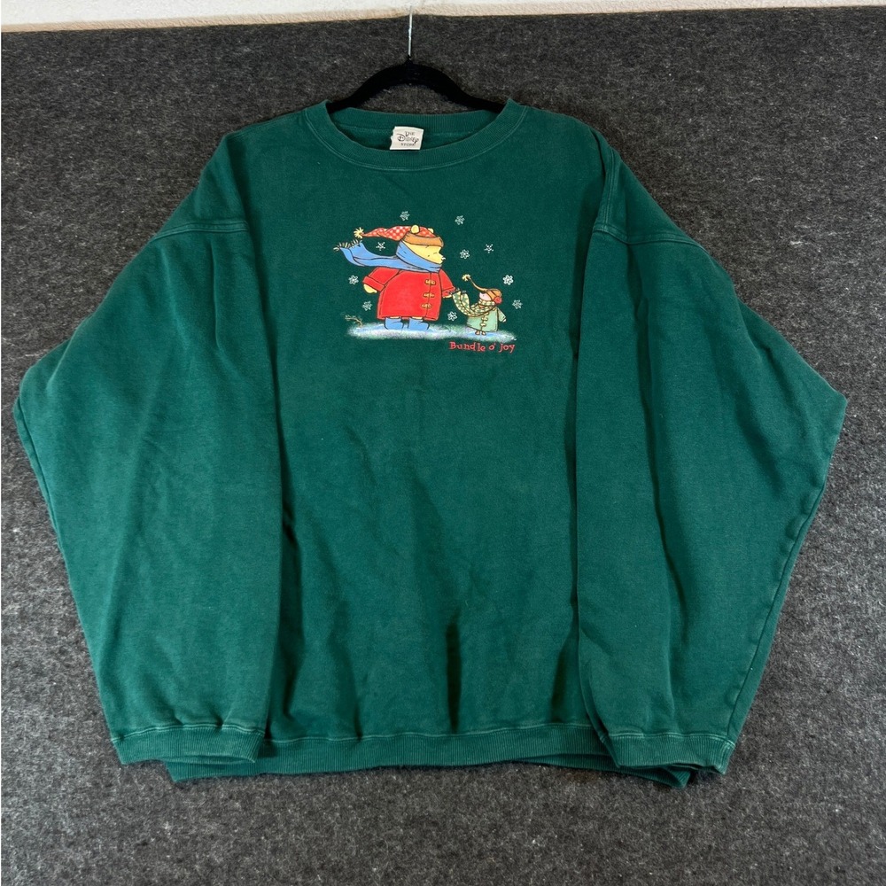 Vintage 90s Disney Store Winnie the Pooh Sweatshirt Green Mens XL Bundle o Joy